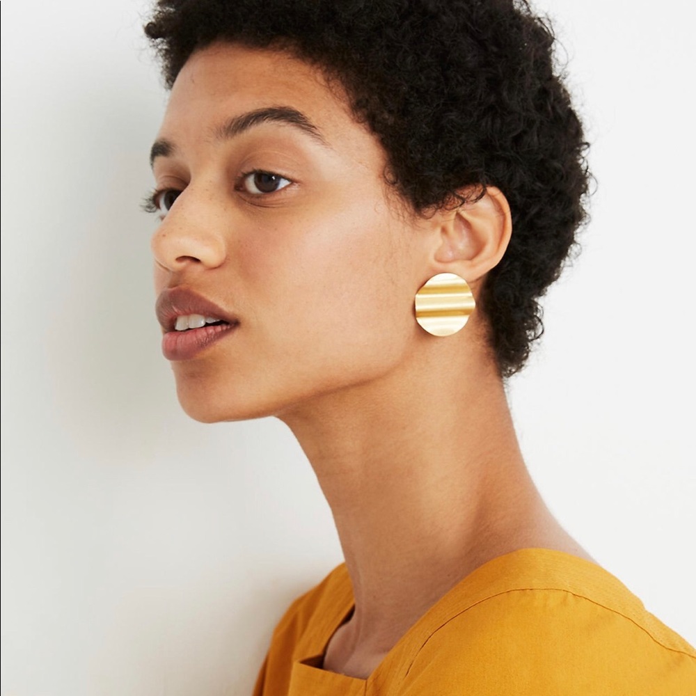 Madewell Gold Wavy Disc Earrings